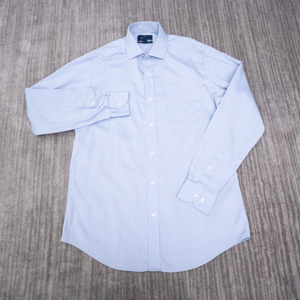 Buttoned Down Dress Shirt Mens 15.5 34 Blue Excellent Tailored Supima Cotton